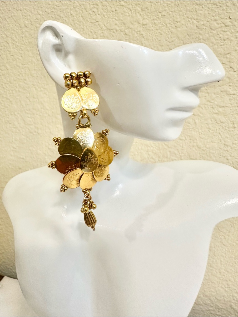 Gold plated Coin Cluster Drop Earrings